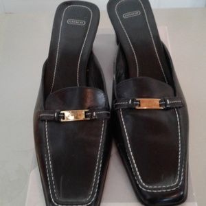 Coach black leather mule